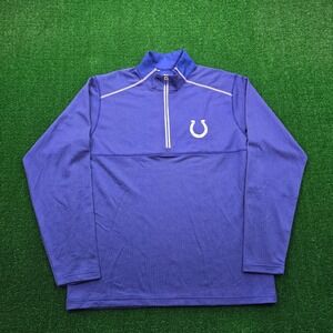 Indianapolis Colts‎ Sweatshirt Mens Large Blue Quarter Zip Pullover NFL Football